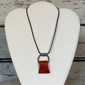 Silpada Retired coral leather sterling necklace N0965